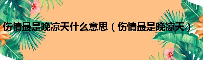 伤情最是晚凉天什么意思（伤情最是晚凉天）