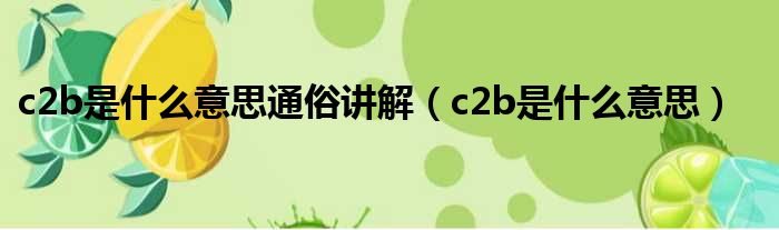 c2b是什么意思通俗讲解（c2b是什么意思）