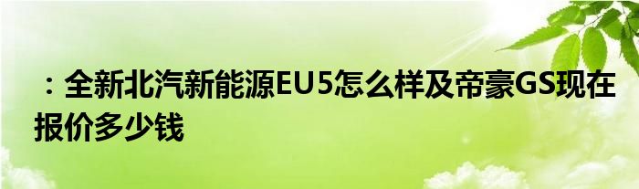 ：全新北汽新能源EU5怎么样及帝豪GS现在报价多少钱