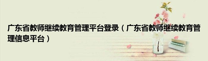 广东省教师继续教育管理平台登录（广东省教师继续教育管理信息平台）