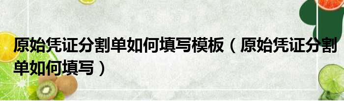 原始凭证分割单如何填写模板（原始凭证分割单如何填写）