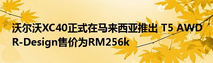 沃尔沃XC40正式在马来西亚推出 T5 AWD R-Design售价为RM256k