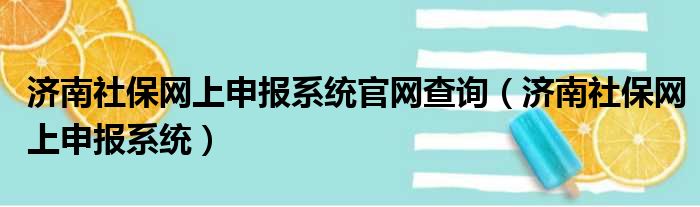 济南社保网上申报系统官网查询（济南社保网上申报系统）