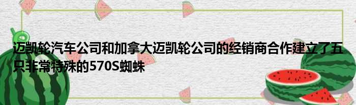 迈凯轮汽车公司和加拿大迈凯轮公司的经销商合作建立了五只非常特殊的570S蜘蛛