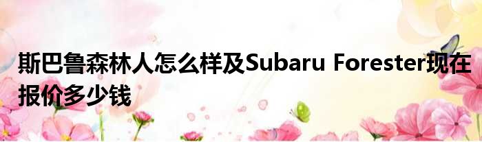 斯巴鲁森林人怎么样及Subaru Forester现在报价多少钱