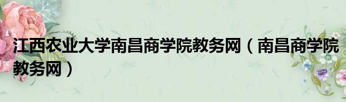 江西农业大学南昌商学院教务网（南昌商学院教务网）