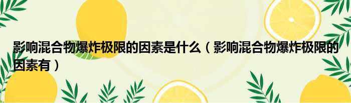 影响混合物爆炸极限的因素是什么（影响混合物爆炸极限的因素有）