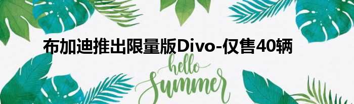 布加迪推出限量版Divo-仅售40辆