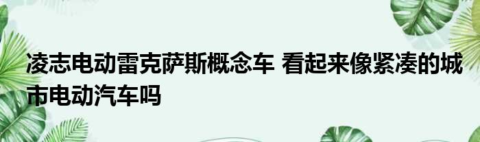 凌志电动雷克萨斯概念车 看起来像紧凑的城市电动汽车吗