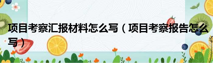 项目考察汇报材料怎么写（项目考察报告怎么写）