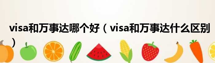 visa和万事达哪个好（visa和万事达什么区别）