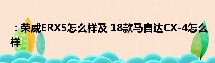 ：荣威ERX5怎么样及 18款马自达CX-4怎么样