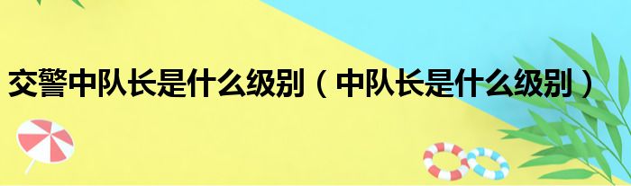 交警中队长是什么级别（中队长是什么级别）