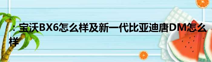 ：宝沃BX6怎么样及新一代比亚迪唐DM怎么样