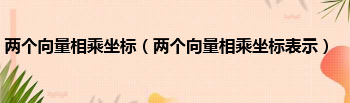 两个向量相乘坐标（两个向量相乘坐标表示）