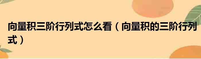 向量积三阶行列式怎么看（向量积的三阶行列式）