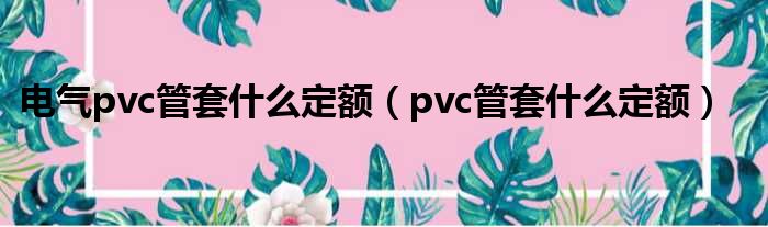 电气pvc管套什么定额（pvc管套什么定额）