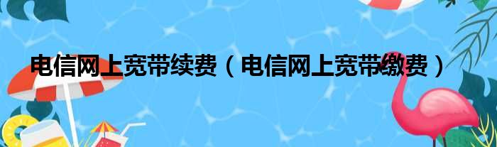 电信网上宽带续费（电信网上宽带缴费）