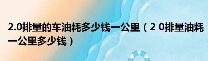 2.0排量的车油耗多少钱一公里（2 0排量油耗一公里多少钱）