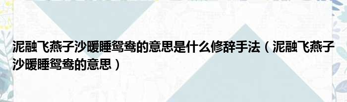 泥融飞燕子沙暖睡鸳鸯的意思是什么修辞手法（泥融飞燕子沙暖睡鸳鸯的意思）