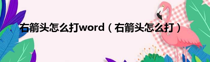 右箭头怎么打word（右箭头怎么打）