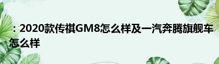 ：2020款传祺GM8怎么样及一汽奔腾旗舰车怎么样