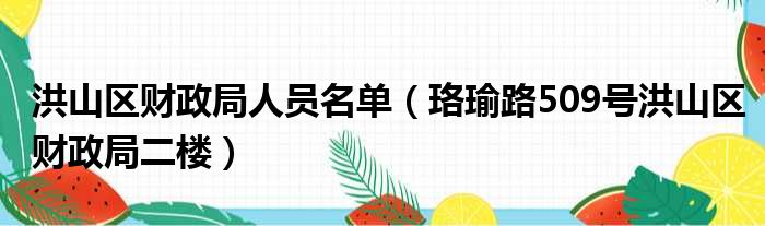 洪山区财政局人员名单（珞瑜路509号洪山区财政局二楼）