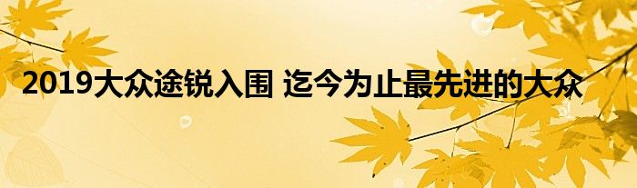 2019大众途锐入围 迄今为止最先进的大众