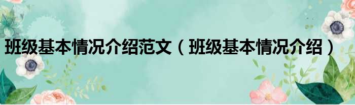 班级基本情况介绍范文（班级基本情况介绍）