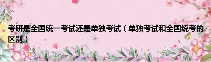 考研是全国统一考试还是单独考试（单独考试和全国统考的区别）