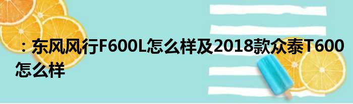 ：东风风行F600L怎么样及2018款众泰T600怎么样