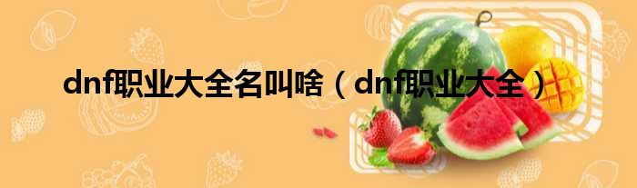 dnf职业大全名叫啥（dnf职业大全）