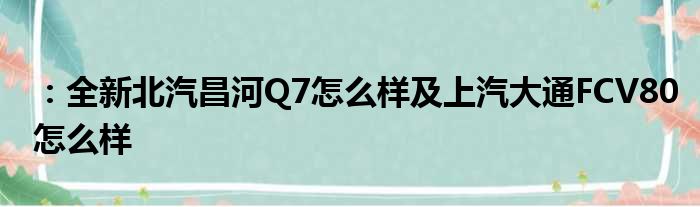 ：全新北汽昌河Q7怎么样及上汽大通FCV80怎么样