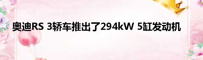 奥迪RS 3轿车推出了294kW 5缸发动机