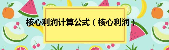 核心利润计算公式（核心利润）