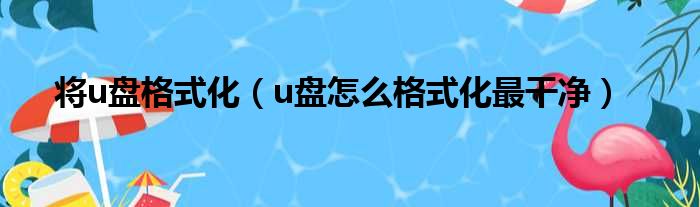 将u盘格式化（u盘怎么格式化最干净）