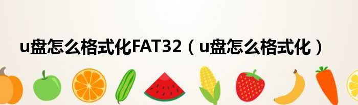 u盘怎么格式化FAT32（u盘怎么格式化）