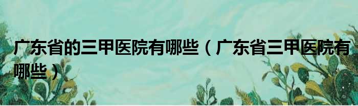 广东省的三甲医院有哪些（广东省三甲医院有哪些）