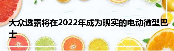 大众透露将在2022年成为现实的电动微型巴士