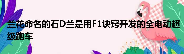 兰花命名的石D兰是用F1诀窍开发的全电动超级跑车