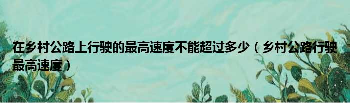 在乡村公路上行驶的最高速度不能超过多少（乡村公路行驶最高速度）