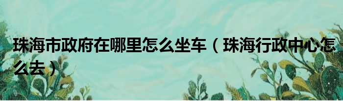 珠海市政府在哪里怎么坐车（珠海行政中心怎么去）