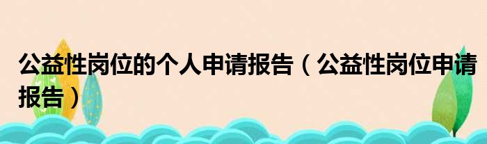 公益性岗位的个人申请报告（公益性岗位申请报告）