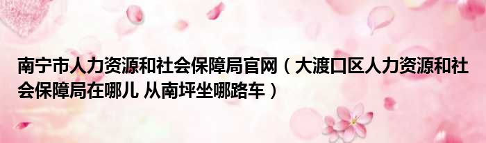 南宁市人力资源和社会保障局官网（大渡口区人力资源和社会保障局在哪儿 从南坪坐哪路车）