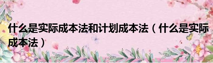 什么是实际成本法和计划成本法（什么是实际成本法）