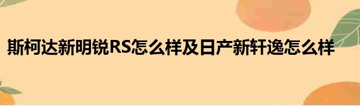 斯柯达新明锐RS怎么样及日产新轩逸怎么样