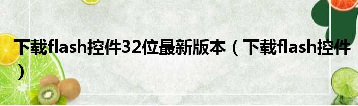 下载flash控件32位最新版本（下载flash控件）