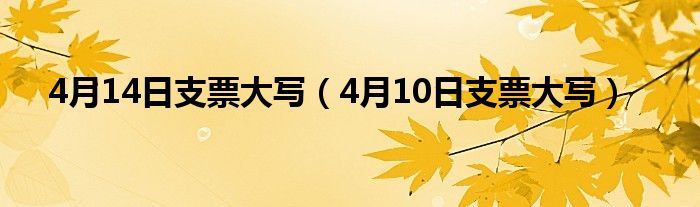 4月14日支票大写（4月10日支票大写）