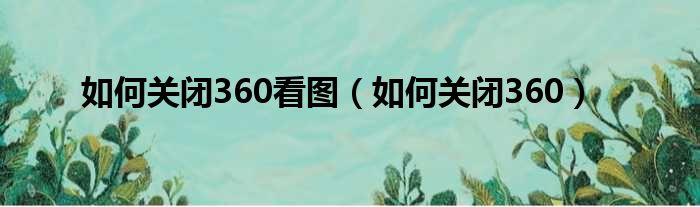 如何关闭360看图（如何关闭360）