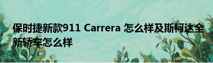 保时捷新款911 Carrera 怎么样及斯柯达全新轿车怎么样